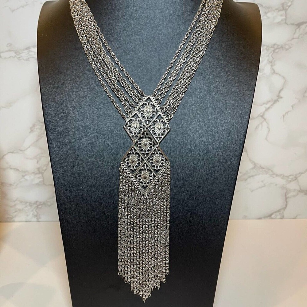Goldette Tassel Necklace Designer, Rare, RUNWAY Multi Chain vintage 1960s